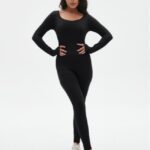 Long-Sleeve Full-Length Jumpsuit - Seamless Tummy Control Unitard