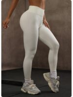 Ribbed High-Waist Leggings - Soft Compression Butt-Lifting Tights - Image 2