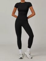Seamless High-Waist Yoga Set - Ribbed Sports Bra & Butt-Lifting Leggings - Image 2