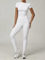 Seamless High-Waist Yoga Set - Ribbed Sports Bra & Butt-Lifting Leggings - Image 3