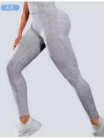 Washed Seamless Textured Leggings - High-Waist Butt-Lifting Gym Tights - Image 3