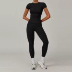 Seamless High-Waist Yoga Set - Ribbed Sports Bra & Butt-Lifting Leggings - Image 10