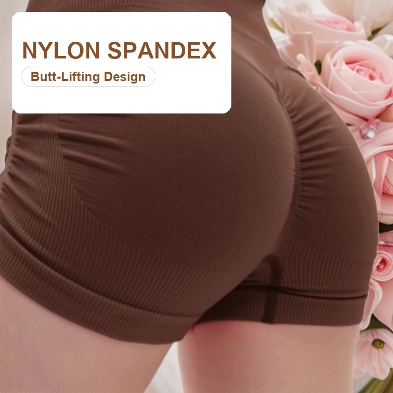 p10_00 Ruched Peach-Booty Biker Shorts - High-Waist Workout Shorts - Image 1